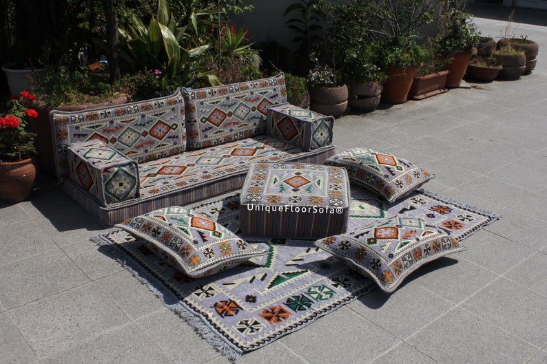 Arabic Sofa Set, Bench Cushions,Sectional Sofa,Floor Cushions, Indoor&Outdoor Ethnic Floor Seating Sofa,Terrace Garden Sofa,Boho Floor Couch image 7