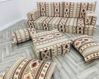 8'' Thickness Arabic Living Room Sofa Set, Floor Cushion Couch, Boho Couches, Turkish Floor Sofa, Sectional Sofa Cover, Game Room Furniture