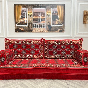 Arabic Floor Sofa: 8&#39;&#39; Thick Moroccan Couch, Meditation Seating