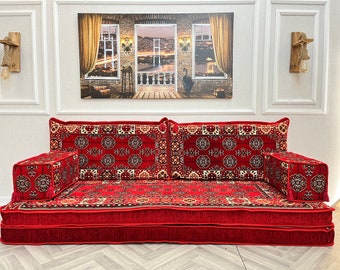 Arabic Floor Sofa: 8'' Thick Moroccan Couch, Meditation Seating