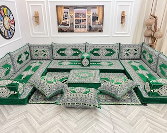 U Shaped Sectional Arabic Sofa Living Room Floor Seating Couch Set, Boho Floor Couch, Arabic Majlis, Turkish Floor Sofa Set, Ottoman Couch