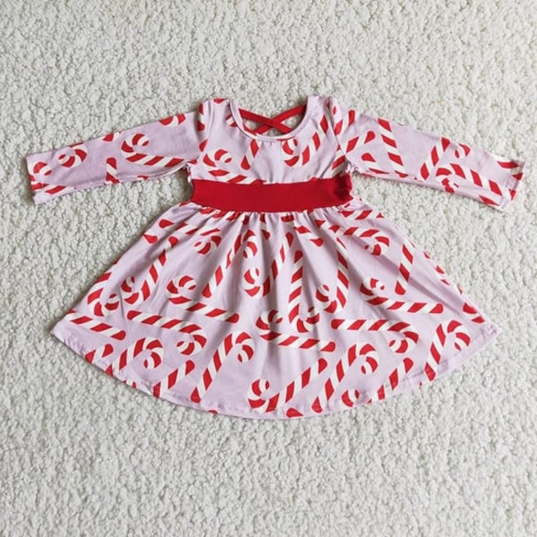 PREORDER Candy Cane Embroidered Girl Dress (SHIPS OCTOBER)
