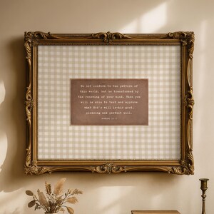 Do Not Be Conformed Print Romans 12:2 | Be Transformed Renewing Your Mind | Vintage Gingham Leather Western Style | Trendy Christian Art