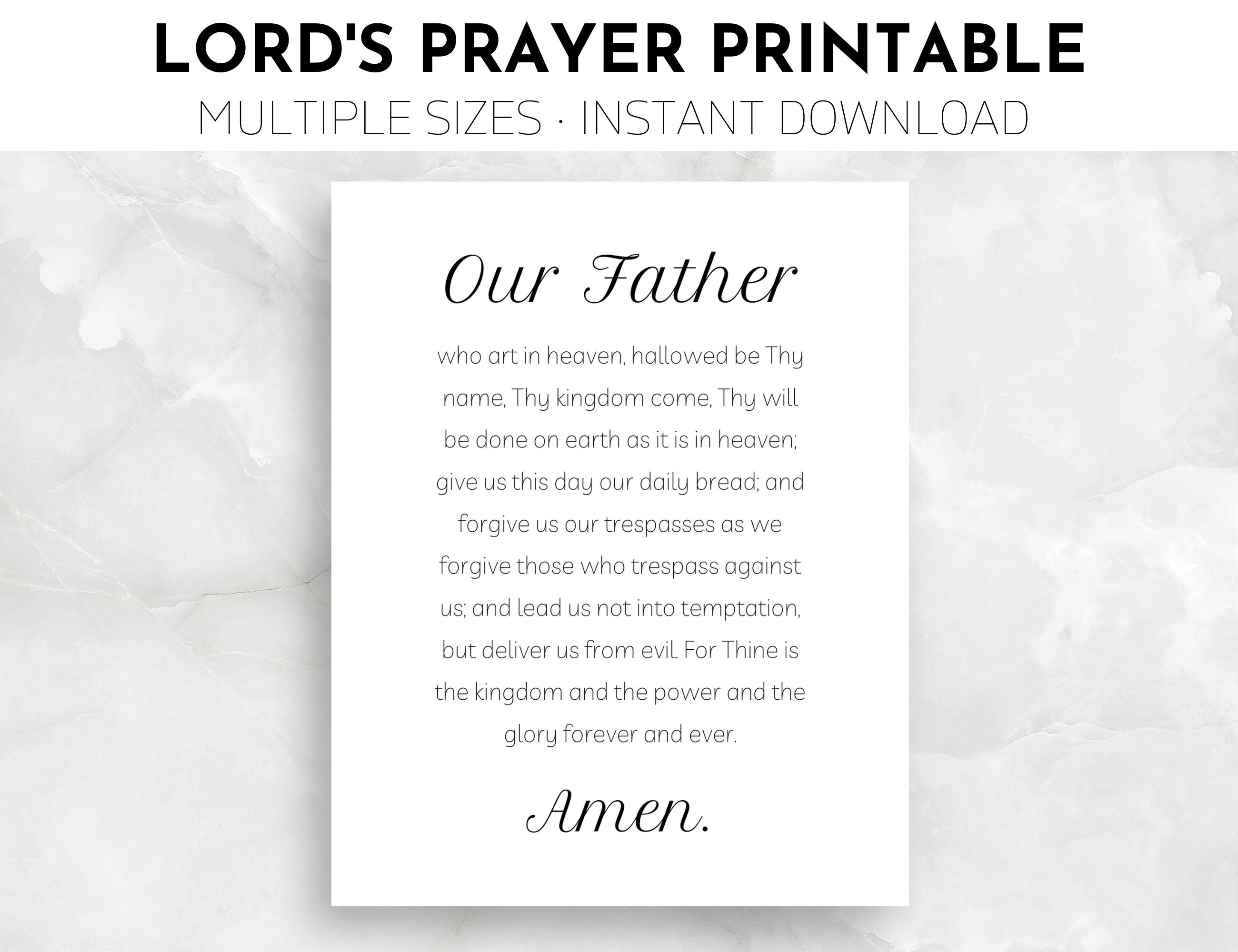 Lord's Prayer Instant Digital Printable Our Father Amen Multiple Sizes - Etsy
