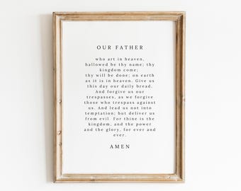 Lord&#39;s Prayer Instant Digital Printable | Our Father Amen | Minimal | Multiple Sizes PDF | Sunday school teacher | Easy to print | Jesus