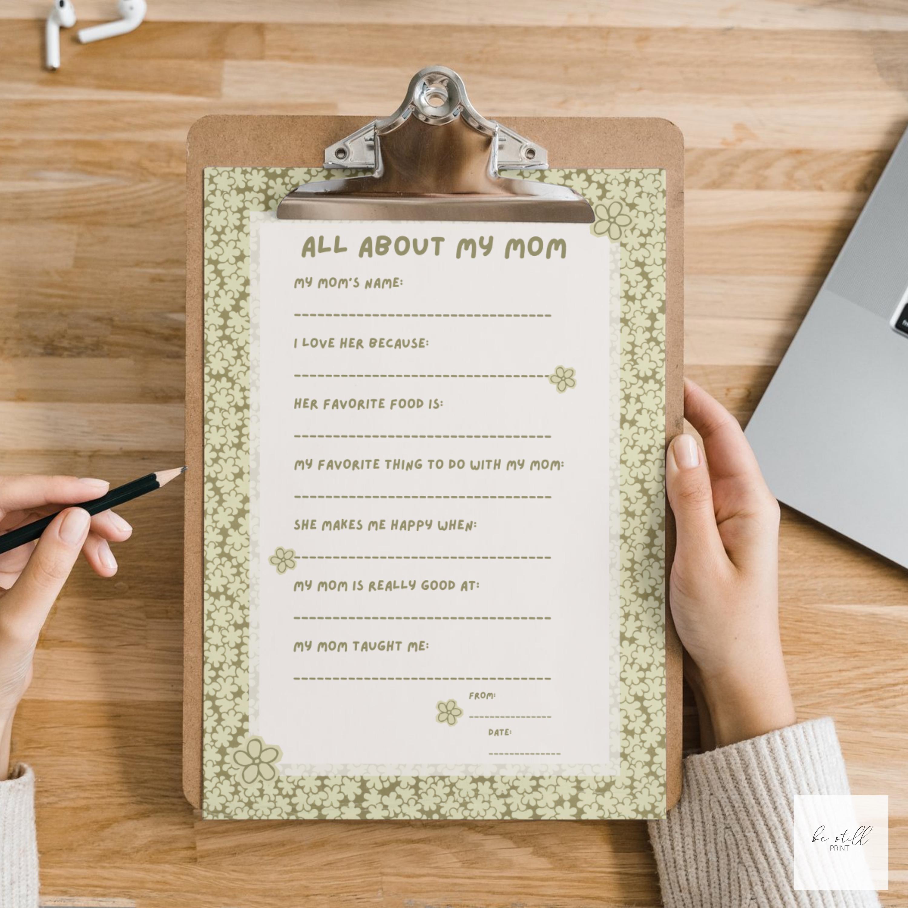 Mother's Day Printable Interview for Kids I All About My Mom | Green ...