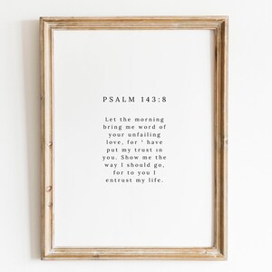 Let the morning Printable | Psalm 143:8 | Instant Digital Download PDF | Multiple Sizes | unfailing love guidance trust | Gift Christmas