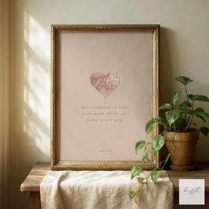 Amatevi gli uni gli altri come io ho amato voi. Stampabile / Giovanni 15:12 / Questo è il mio comandamento / Download digitale istantaneo / Mappa in formato PDF di diverse dimensioni. Vintage