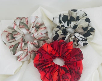 Basketball Scrunchies, Baseball Scrunchies, Soccer Scrunchies, sport hair ties, gifts for her, sports hair accessories