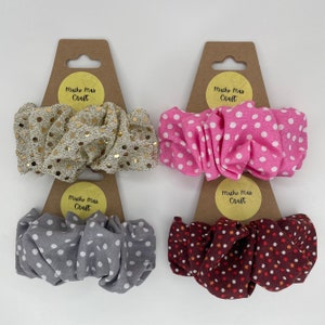 Scrunchie French Barrette, dots scrunchie hair clip, accessories for her, bridal giveaway, gift for her, girls hair clip, gold hair clip