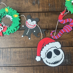 Halloween/Christmas Paper Banner - Jack Skellington NBC inspired banner - Halloween/Christmas garland - Christmas banner