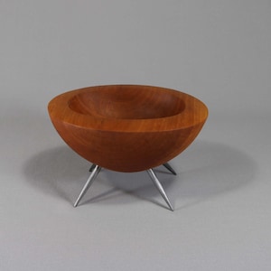 Handmade Modern Wood Bowl with Legs