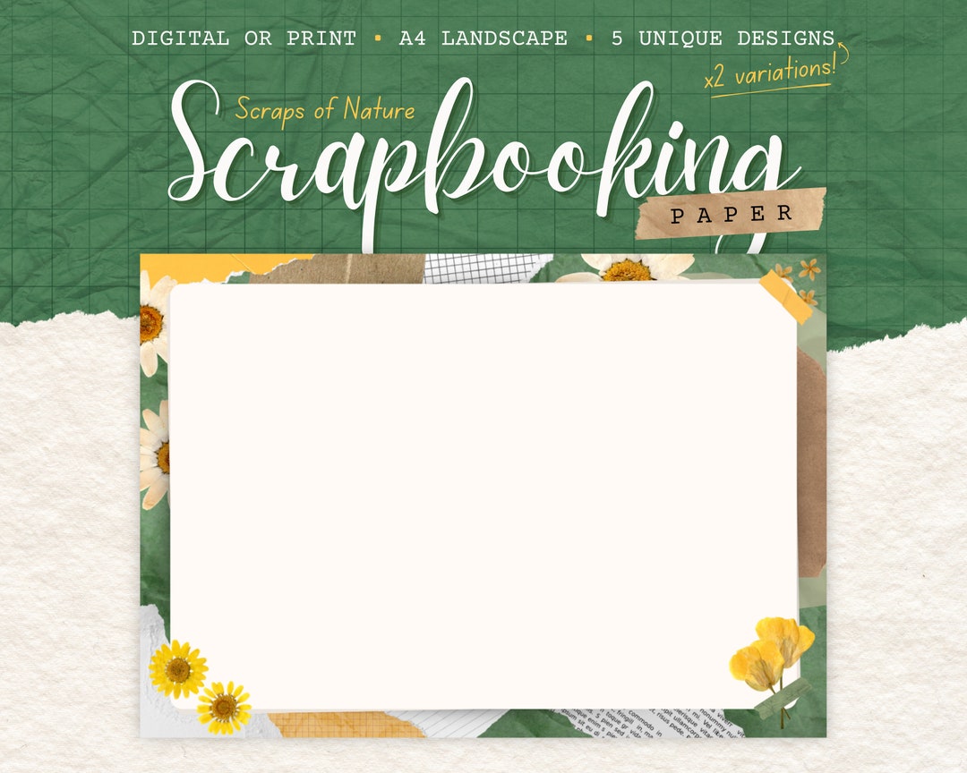 PDF Digital Printable Scrapbook Pages 5 Unique Nature Themed Scrapbook Pages for Digital or ...