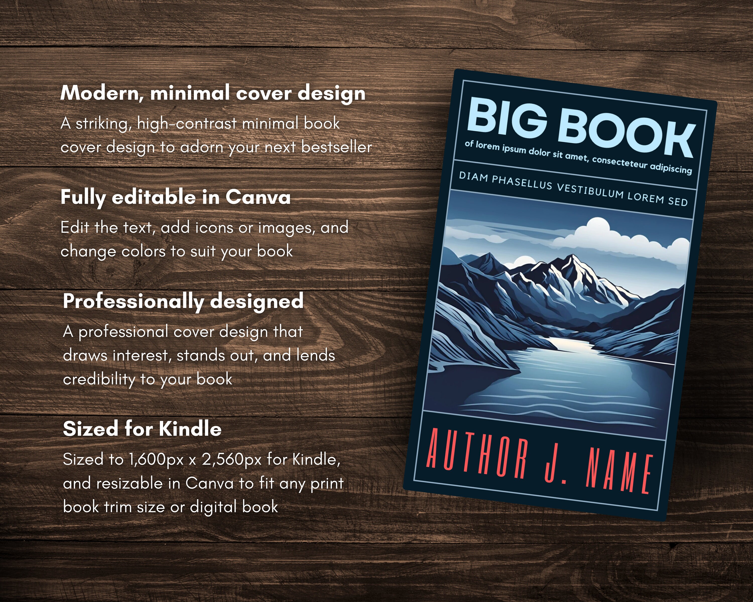 Book Cover Canva Design Template | Moody Dark Blue Digital Book Cover ...