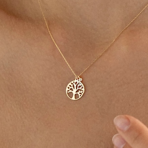 Diamond Tree of Life Necklace for Women by Moora Diamond | 14k Real Solid Gold | Family Tree Pendant | Gold Neclace Tree | Nature Pendant