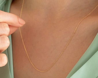 14k Solid Gold Cable Chain for Women | Simple Minimalist Chain Necklace | Layering Neclace Chain | 14", 16", 18" or 20 Inch Chain