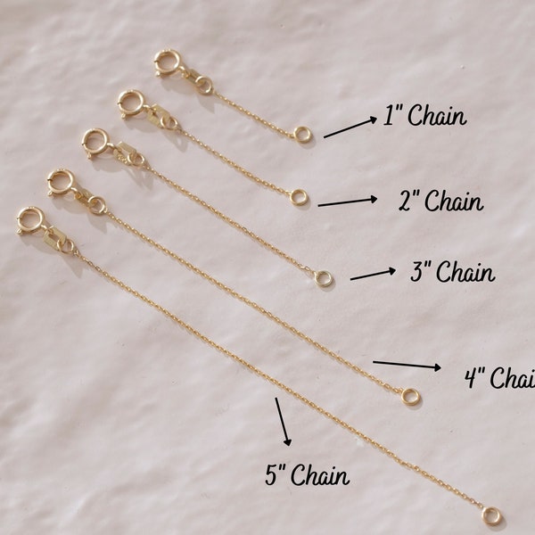 Rallonge de chaîne en or massif 14 carats pour femme par Moorea Diamond | Rallonge de chaîne réglable | Chaîne Dainty Amovible | Chaînes 1", 2", 3" 4" ou 5"