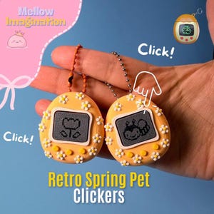 Retro Spring Pet Clicker | 3D Printed Virtual Fidget Toy | Daisy Pixel Pet Keychain