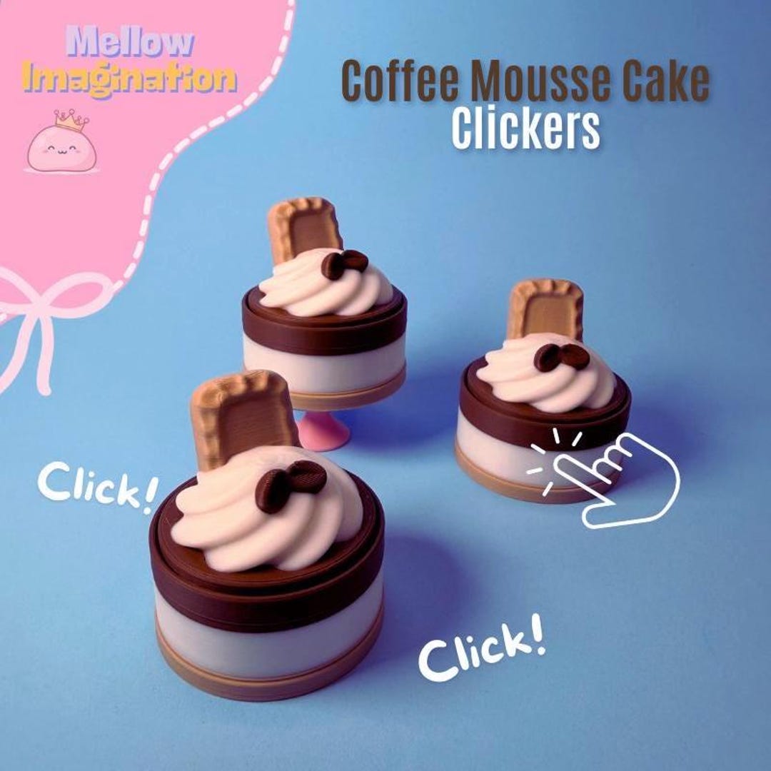 3D Printed Coffee Mousse Cake Clicker | Dessert Fidget Toy, Desk Decor ...