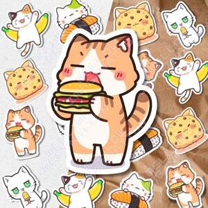 Cute Food Cats Die-cut Sticker | Waterproof Sticker | Laptop Sticker ...