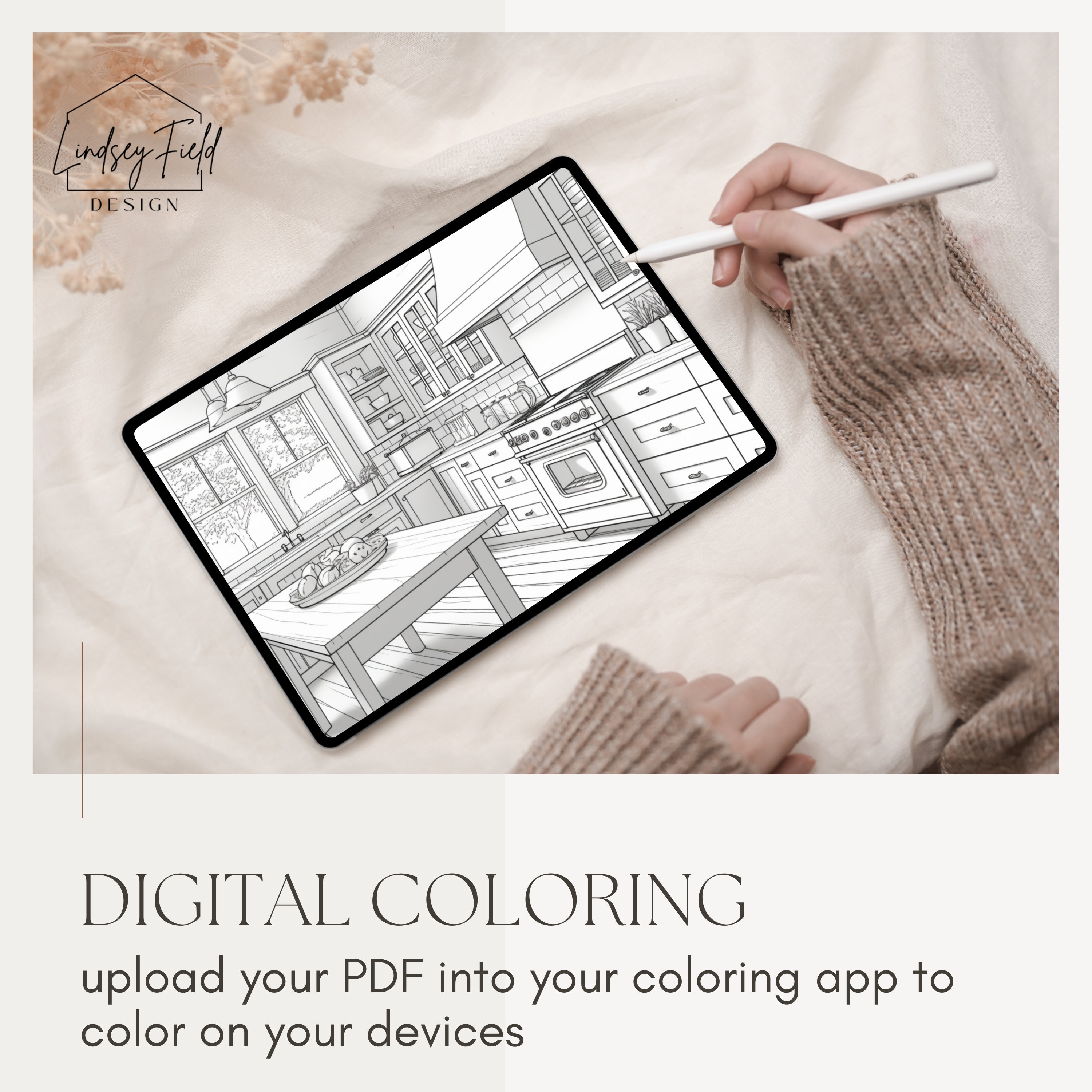 Interior Design Coloring Pages for Adults | Adult Coloring Book | Home ...