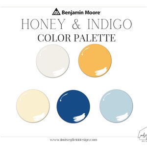 Indigo and Honeycomb Color Palette | Benjamin Moore | E-Design