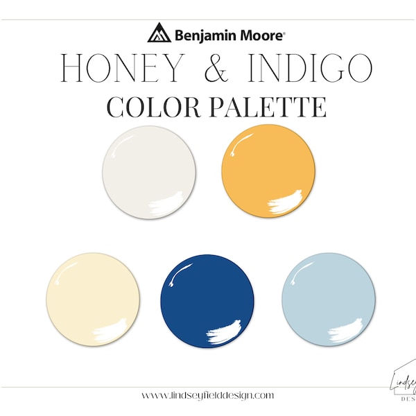 Indigo and Honeycomb Color Palette | Benjamin Moore | E-Design