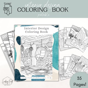 Interior Design Coloring Pages for Adults | Adult Coloring Book | Home Coloring Book | Printable Coloring Book | Digital Coloring Book