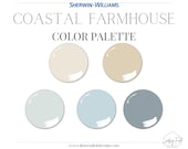 Sherwin Williams Coastal Farmhouse Paint Palette | Lake House Paint Palette | Beach House Color Palette | Blue Cream Color Palette