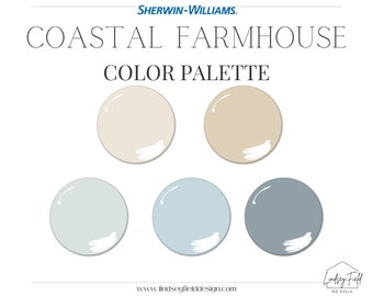 Sherwin Williams Coastal Farmhouse Paint Palette | Lake House Paint Palette | Beach House Color Palette | Blue Cream Color Palette