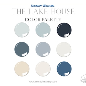 Sherwin Williams Lake House Paint Palette | Coastal Paint Palette | Beach House Color Palette | Blue Cream Color Palette