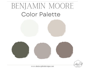 Forest Green and Taupe Paint Color Palette | Benjamin Moore | E-Design | Virtual Design | Instant Download
