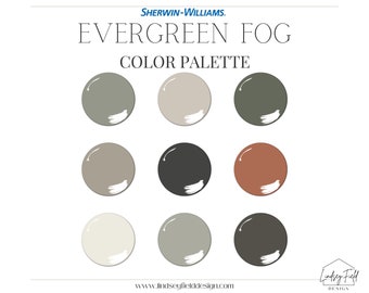 Evergreen Fog Color Palette | Sherwin Williams | Professional Paint Color Palette | Green Paint Colors | Earth Tone Colors | Earthy Paint