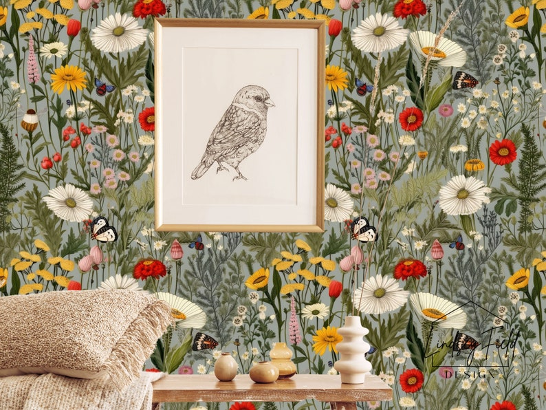 Cottagecore Wallpaper Wildflower Wallpaper Peel and Stick Wallpaper ...