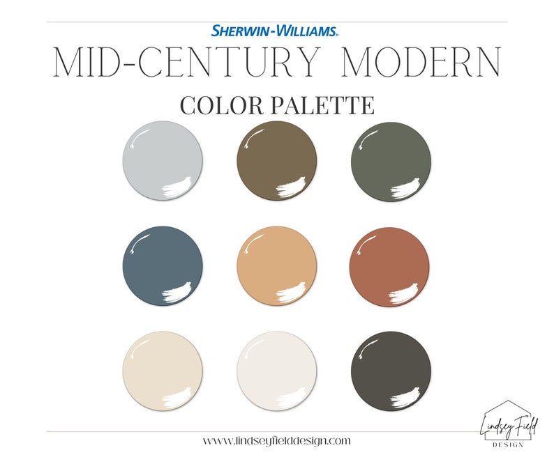Mid Century Modern Color Palette | Sherwin Williams | Professional