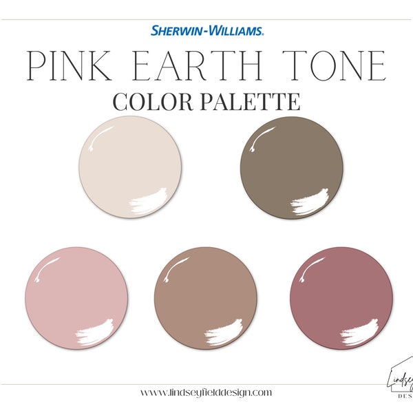 Pink Earth Tone Paint Color Palette | Sherwin Williams Color of the Year | Boho Paint Colors | E-Design | Virtual Design | Instant Download