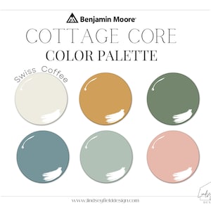 Earthy Yellow, Green, and Pink Paint Color Palette | Swiss Coffee | Benjamin Moore | E-Design | Instant Download