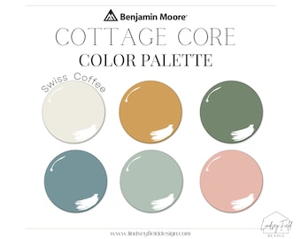 Earthy Yellow, Green, and Pink Paint Color Palette | Swiss Coffee | Benjamin Moore | E-Design | Instant Download