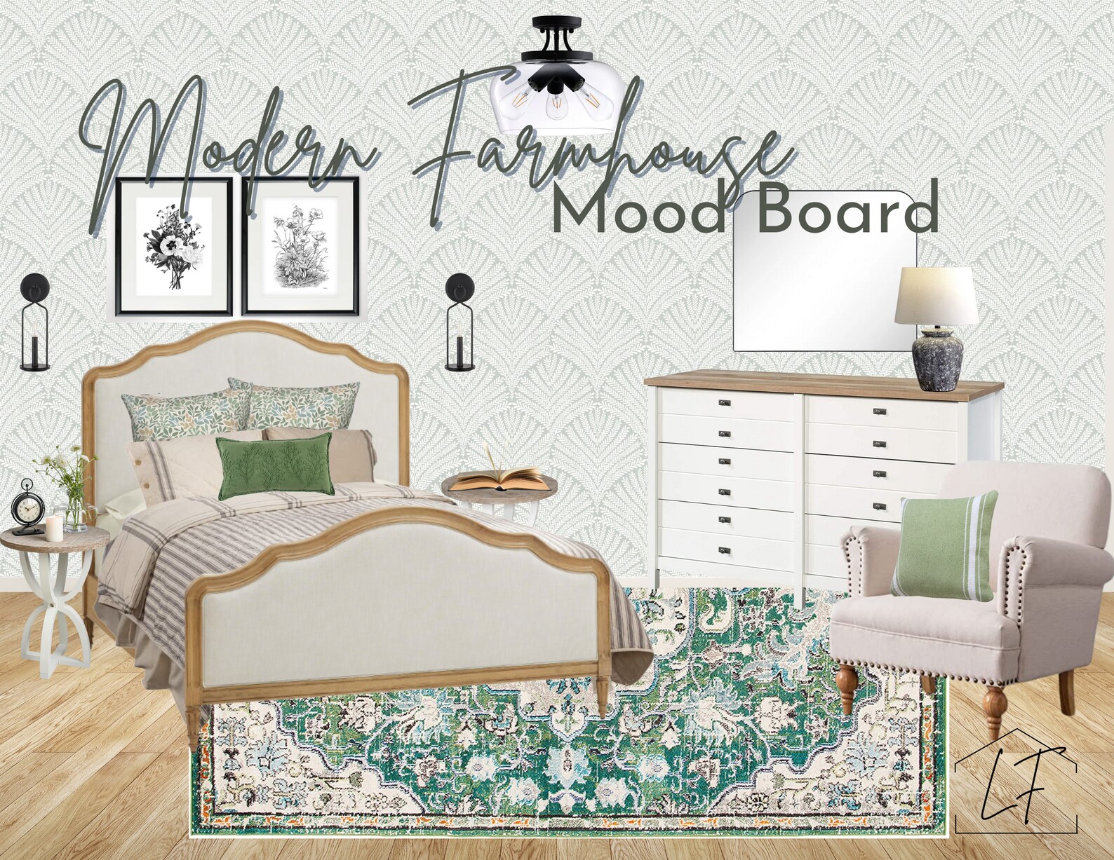 Modern Farmhouse Home Design Mood Board Bundle | 4 Rooms | Airbnb ...