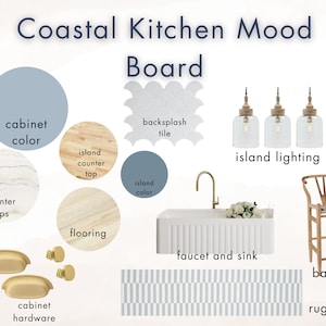 Tablero de humor de cocina costera / Costera / Playa / Granja moderna / Diseño virtual / Diseño electrónico / Descarga instantánea
