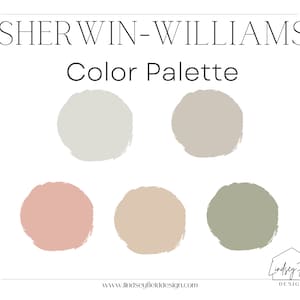 Soft Green and Pink Color Palette | Sherwin Williams Paint | Instant Download