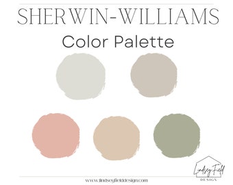 Soft Green and Pink Color Palette | Sherwin Williams Paint | Instant Download