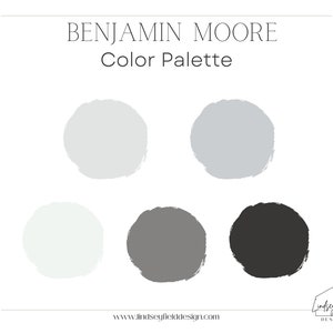 Black, White, Gray Paint Color Palette | Benjamin Moore | E-Design | Virtual Design | Instant Download