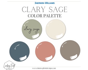 Clary Sage Paint Color Palette | Sherwin Williams | Green Paint Color | Warm Paint Colors | Cottage Core Color Palette | Interior Designer