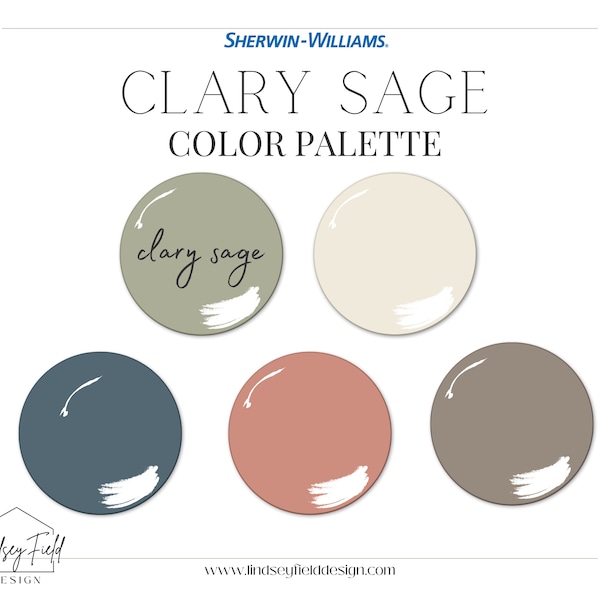 Clary Sage Paint Color Palette | Sherwin Williams | Green Paint Color | Warm Paint Colors | Cottage Core Color Palette | Interior Designer