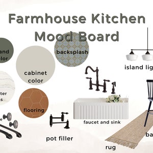 Farmhouse Kitchen Mood Board | Cottage | Vintage | Modern Farmhouse | Virtual Design | E-design | Instant Download