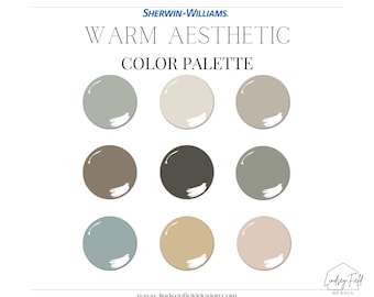 Warm Aesthetic Color Palette | Sherwin Williams | Professional Paint Color Palette | Beige Paint Colors | Greige Paint Colors | Warm Paint