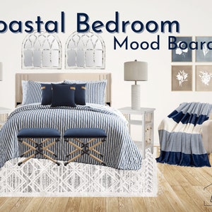 Tablero de estado de ánimo del dormitorio costero / Costero / Playa / Airbnb / Habitación de huéspedes / Diseño virtual / Diseño electrónico