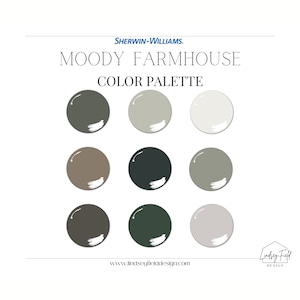 Moody Farmhouse Color Palette | Sherwin Williams | Dark Paint Color Palette | Cozy Paint Colors | Whole House Paint Colors | Green | Black