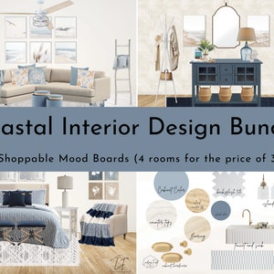 Paquete de tablero de estado de ánimo de diseño de casas costeras / Costero / Playa / Airbnb / Diseño virtual / Diseño electrónico / Descarga instantánea